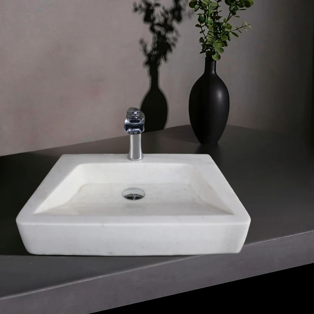 Afyon Beyaz Batarya Çıkışlı Lavabo-en