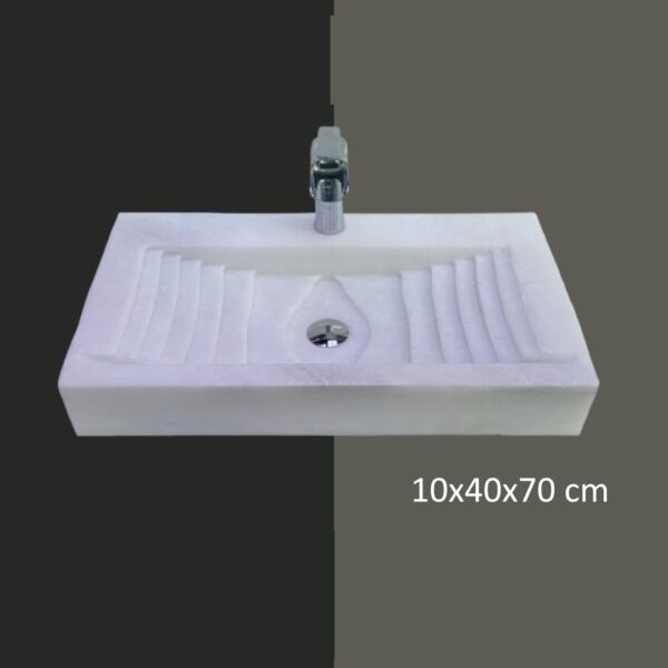 Afyon Beyaz Mermer Eskitme Katman Dizayn Lavabo | Modern ve Şık Doğal Taş Lavabo