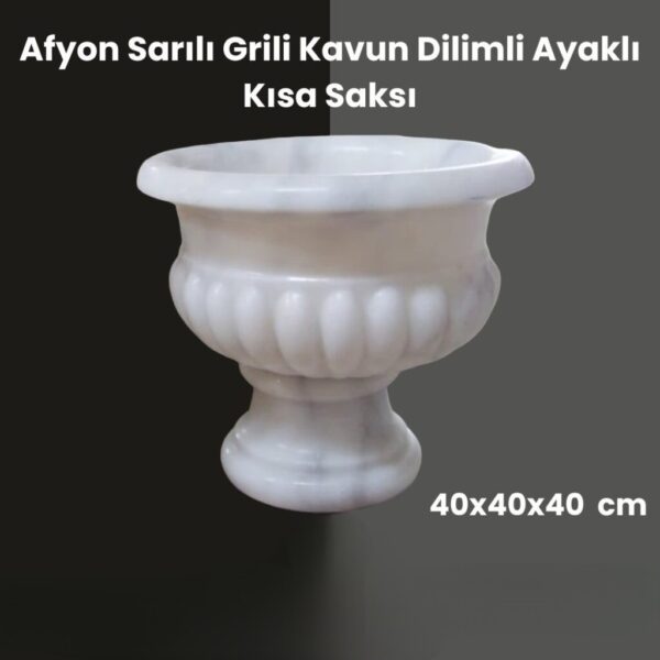 Afyon Sarılı Grili Kavun Dilimli Ayaklı Kısa Saksı