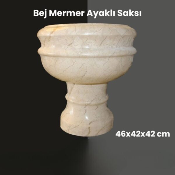 Bej Mermer Ayaklı Saksı