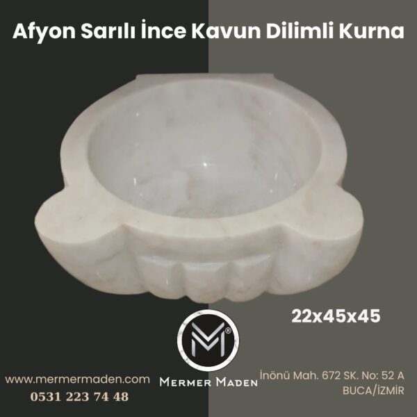 Afyon Sarılı İnce Kavun Dilimli Kurna | Doğal Taş Hamam Kurnası