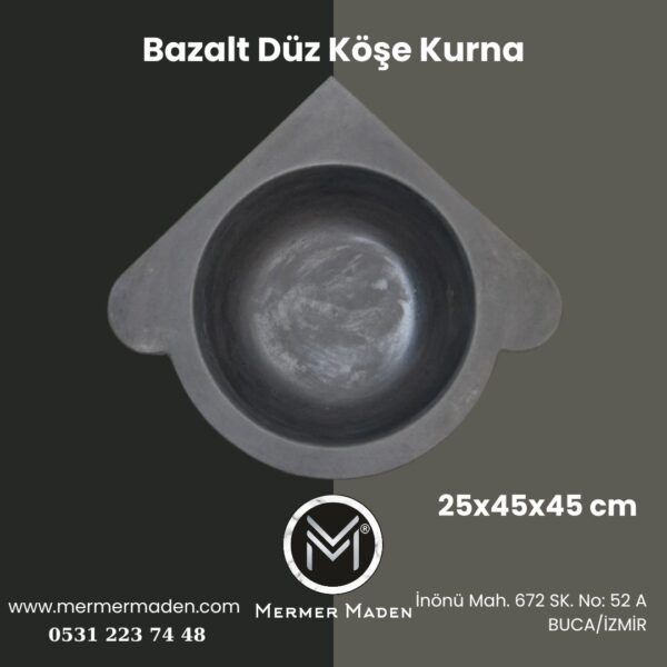 Bazalt Düz Köşe Kurna | Doğal Taş Hamam Kurnası
