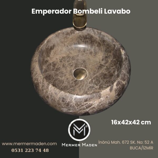 Emperador Bombeli Lavabo | Modern ve Şık Doğal Taş Lavabo
