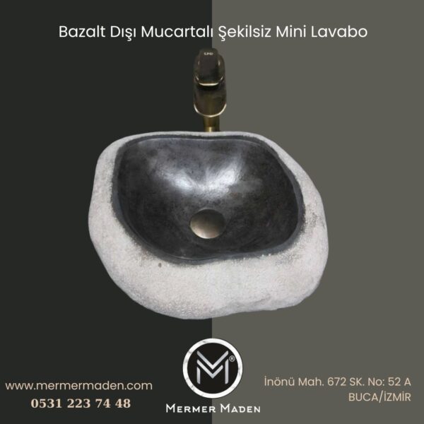 Bazalt Dışı Mucartalı Şekilsiz  Lavabo | Modern ve Şık Doğal Taş Lavabo