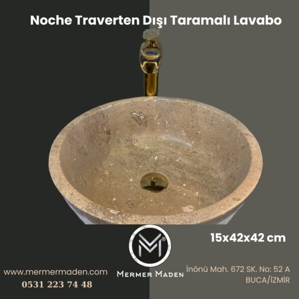 Noche Traverten Dışı Taramalı Lavabo | Modern ve Şık Doğal Taş Lavabo