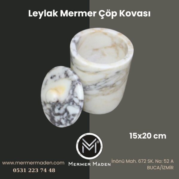 Leylak Mermer Çöp Kovası