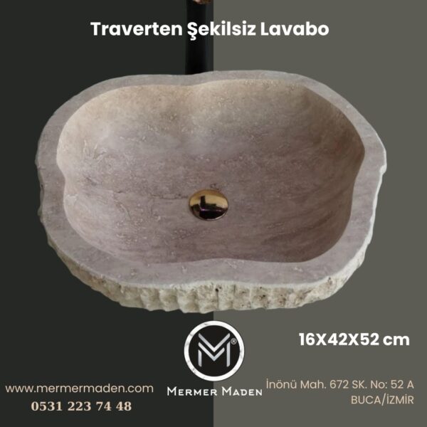 Traverten Şekilsiz Lavabo | Modern ve Şık Doğal Taş Lavabo