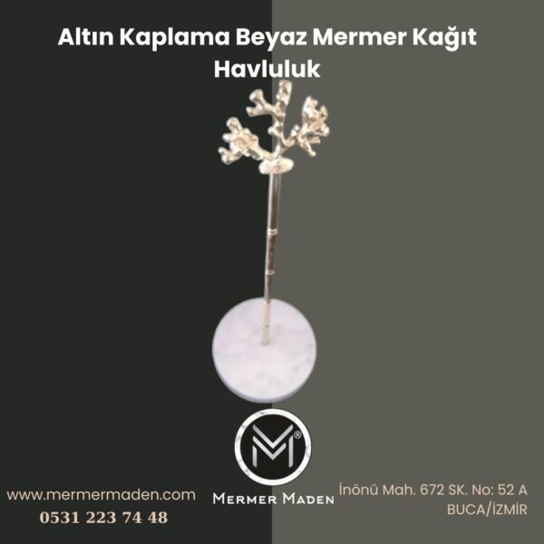 Altın Kaplama Beyaz Mermer Kağıt Havluluk