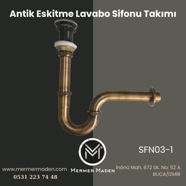 Antik Eskitme Lavabo Sifonu Takımı