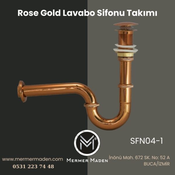 Rose Gold Lavabo Sifonu Takımı