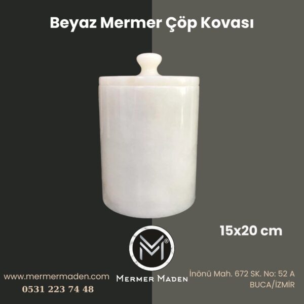 Beyaz Mermer Çöp Kovası