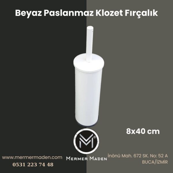 Beyaz Paslanmaz Klozet Fırçalık