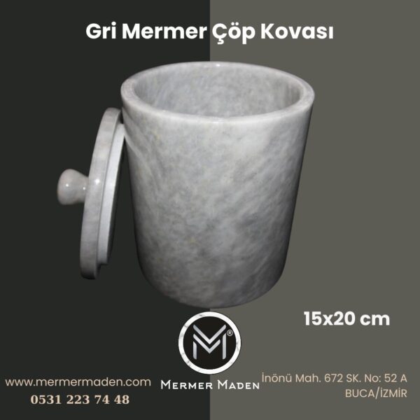 Gri Mermer Çöp Kovası