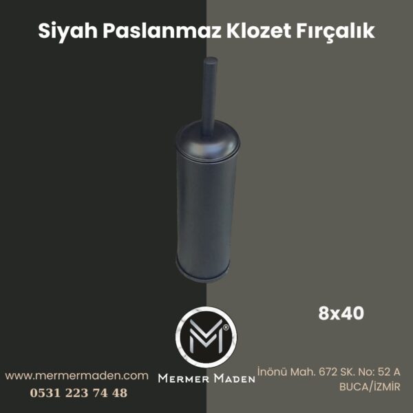 Siyah Paslanmaz Klozet Fırçalık