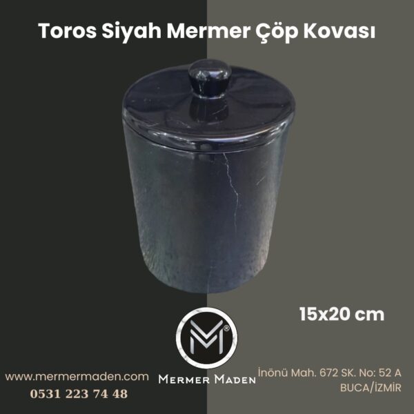 Toros Siyah Mermer Çöp Kovası