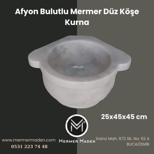 Afyon Bulutlu Mermer Düz Köşe Kurna | Doğal Taş Hamam Kurnası