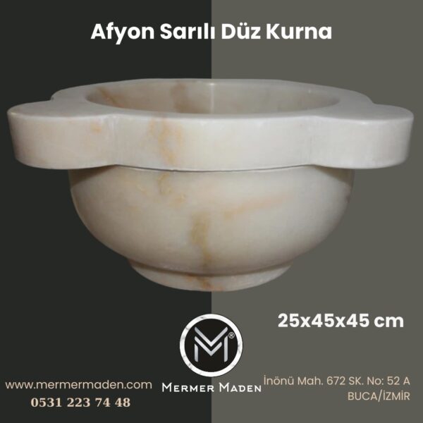 Afyon Sarılı Düz Kurna | Doğal Taş Hamam Kurnası