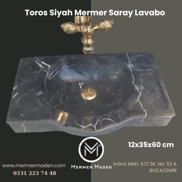 Toros Siyah Mermer Saray Lavabo | Modern ve Şık Doğal Taş Lavabo