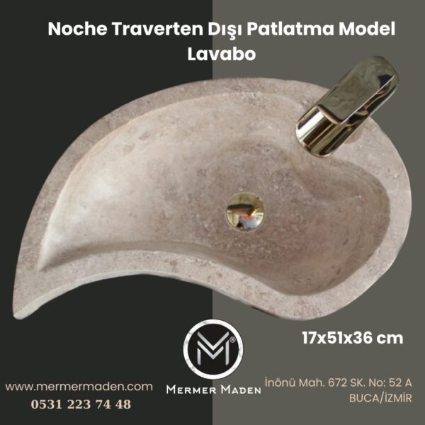 Noche Traverten Dışı Patlatma Model Lavabo | Modern ve Şık Doğal Taş Lavabo