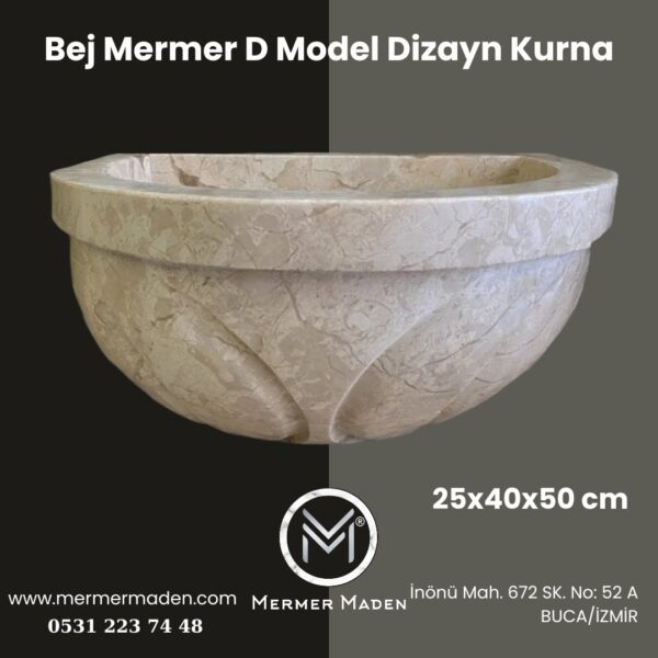Bej Mermer D Model Dizayn Kurna | Doğal Taş Hamam Kurnası