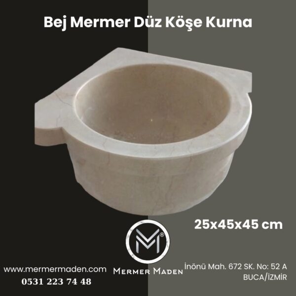 Bej Mermer Düz Köşe Kurna | Doğal Taş Hamam Kurnası