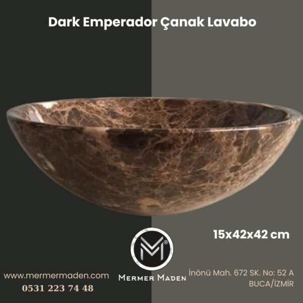 Dark Emperador Çanak Lavabo | Modern ve Şık Doğal Taş Lavabo