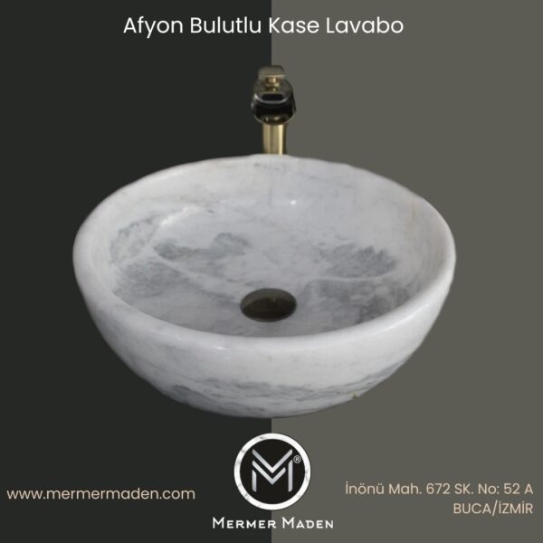 Afyon Bulutlu Kase Lavabo | Modern ve Şık Doğal Taş Lavabo