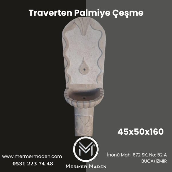 Traverten Palmiye Çeşme | Bahçe Çeşmesi