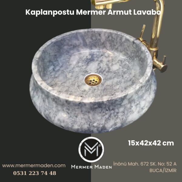 Kaplanpostu Mermer Armut Lavabo | Modern ve Şık Doğal Taş Lavabo