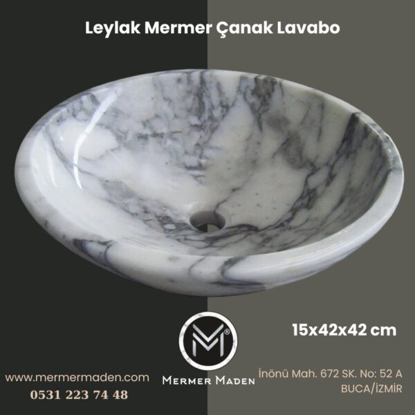 Leylak Mermer Çanak Lavabo | Modern ve Şık Doğal Taş Lavabo