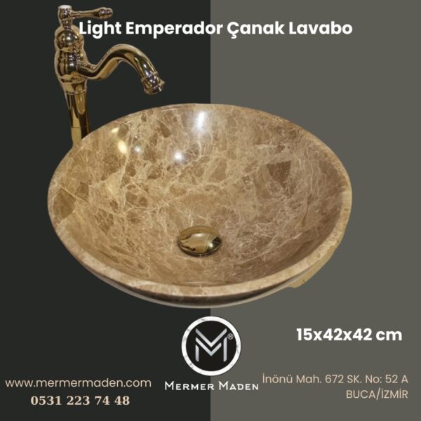 Light Emperador Çanak Lavabo | Modern ve Şık Doğal Taş Lavabo