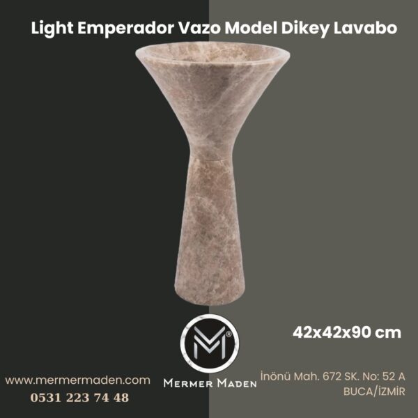 Light Emperador Vazo Model Dikey Lavabo | Modern ve Şık Doğal Taş Lavabo