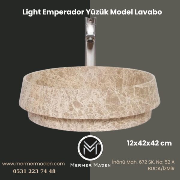 Light Emperador Yüzük Model Lavabo | Modern ve Şık Doğal Taş Lavabo