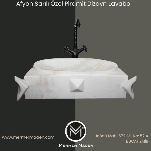 Afyon Sarılı Özel Piramit Dizayn Lavabo | Modern ve Şık Doğal Taş Lavabo