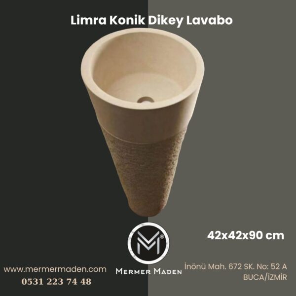 Limra Konik Dikey Lavabo | Modern ve Şık Doğal Taş Lavabo