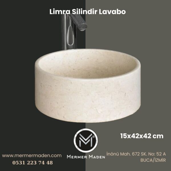Limra Silindir Lavabo | Modern ve Şık Doğal Taş Lavabo