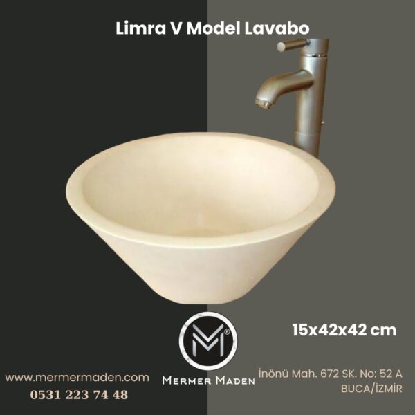 Limra V Model Lavabo | Modern ve Şık Doğal Taş Lavabo