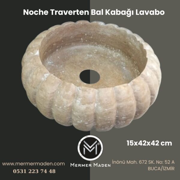 Noche Traverten Bal Kabağı Lavabo | Modern ve Şık Doğal Taş Lavabo