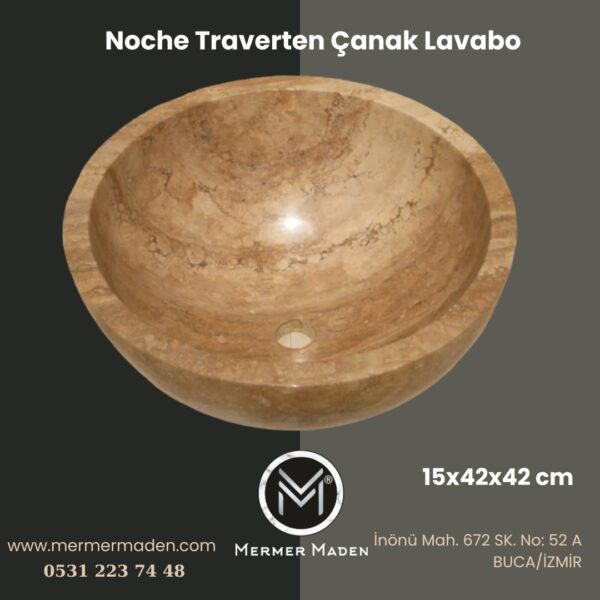 Noche Traverten Çanak Lavabo | Modern ve Şık Doğal Taş Lavabo