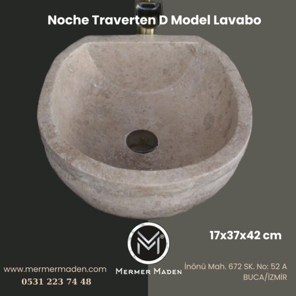 Noche Traverten D Model Lavabo | Modern ve Şık Doğal Taş Lavabo