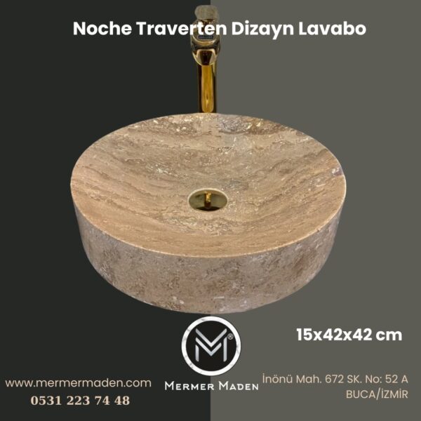 Noche Traverten Dizayn Lavabo | Modern ve Şık Doğal Taş Lavabo