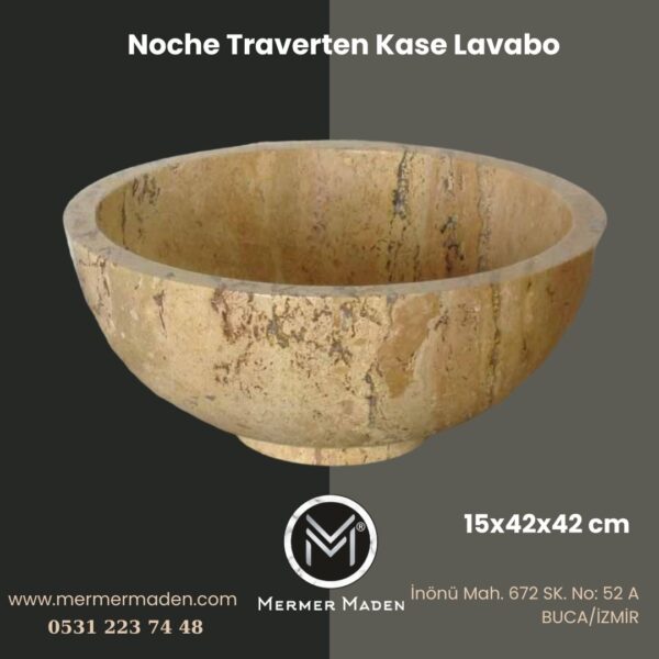 Noche Traverten Kase Lavabo | Modern ve Şık Doğal Taş Lavabo
