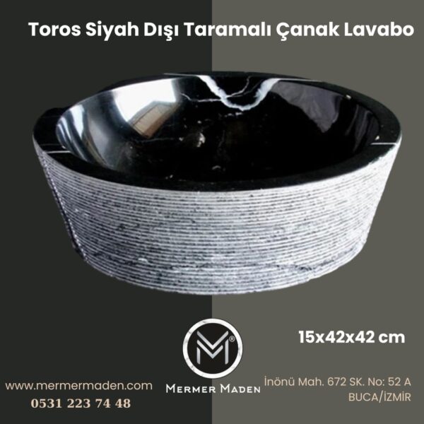 Toros Siyah Dışı Taramalı Çanak Lavabo | Modern ve Şık Doğal Taş Lavabo