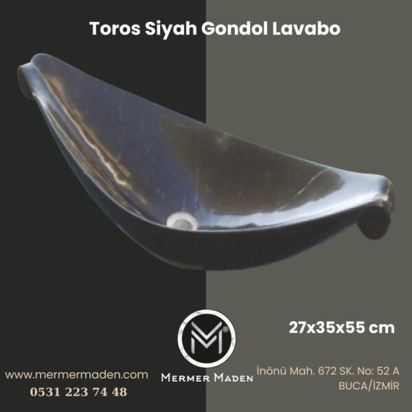 Toros Siyah Gondol Lavabo | Modern ve Şık Doğal Taş Lavabo