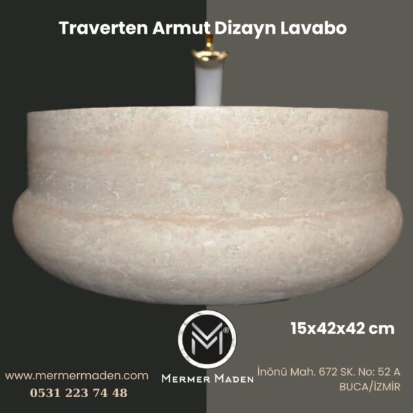 Traverten Armut Dizayn Lavabo | Modern ve Şık Doğal Taş Lavabo