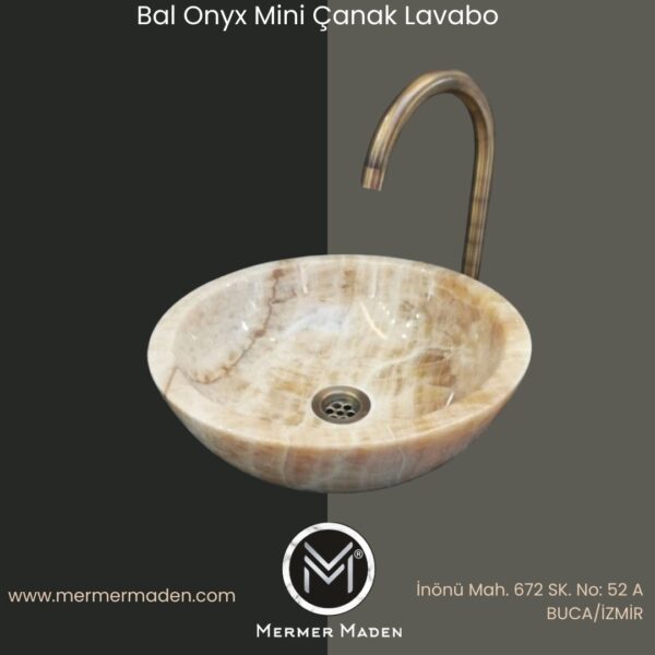 Bal Onyx Mini Çanak Lavabo | Modern ve Şık Doğal Taş Lavabo