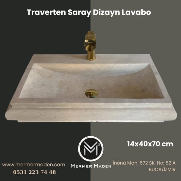 Traverten Saray Dizayn Lavabo | Modern ve Şık Doğal Taş Lavabo