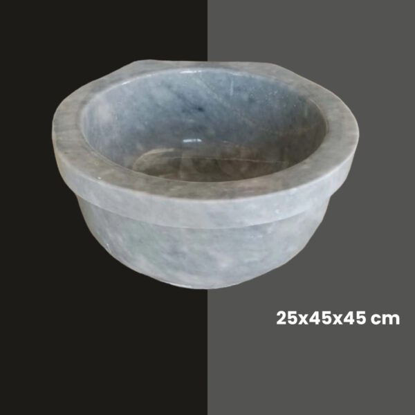 Gri Mermer Giderli Yuvarlak Kurna | Doğal Taş Hamam Kurnası
