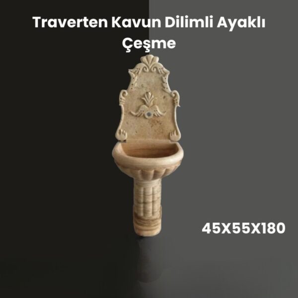 Traverten Kavun Dilimli Ayaklı Çeşme