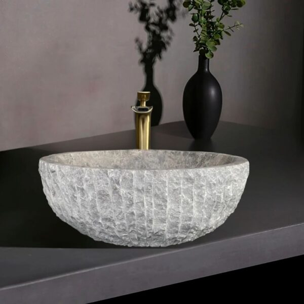 Tundra Gri Dışı Çizik Tarama Lavabo | Modern ve Şık Doğal Taş Lavabo